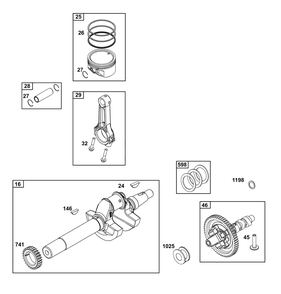 Crankshaft Group Diagram and Parts List for 359447-0119-E1  Briggs and Stratton Engine